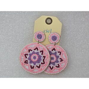 Pink & Purple Beaded Round Statement Earrings By Ciel
